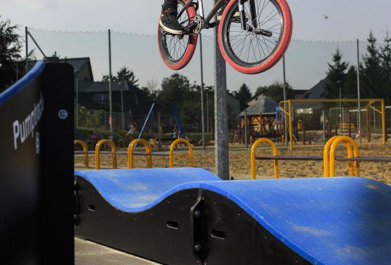 Rider Dawid Dobija on pumptrack in Dukla