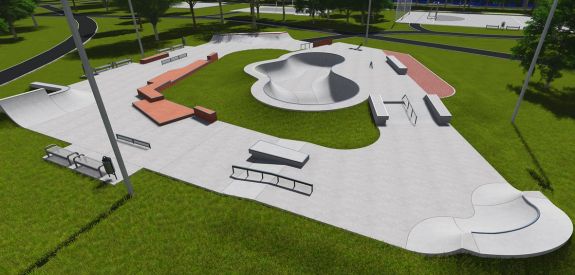 Concrete skatepark in Warsaw