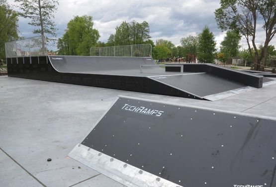 View on element of skatepark in Pisz