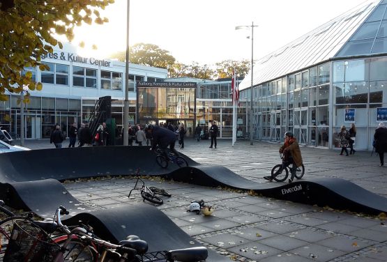 Vista de un pumptrack modular en Dinamarca