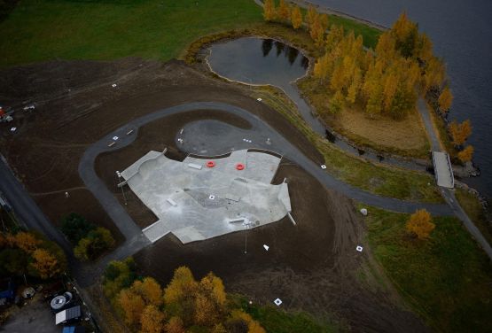 Vista de drone - skatepark en Lillehammer