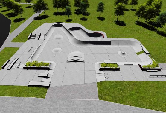 Concrete skatepark in Swarzęd - visualisation of project