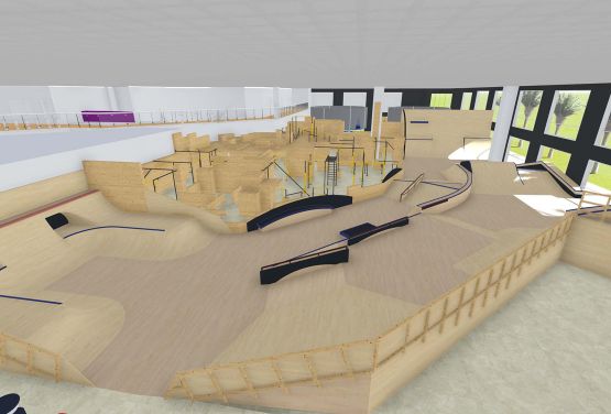 Conception of skatepark in hall in Dubai