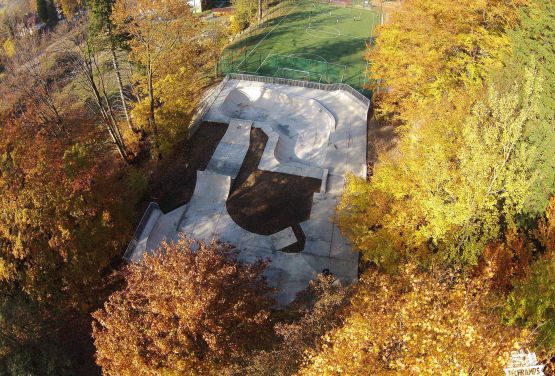 Concrete obstacles area - drone view